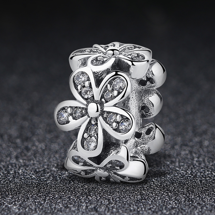 Charm argint 925 cu floricele si zirconii albe - Be Nature PST0052 [2]