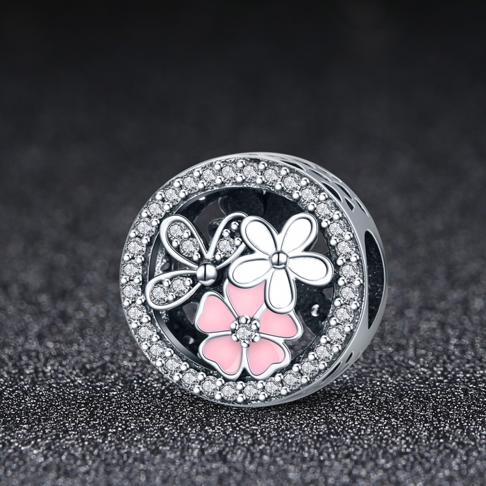 Charm argint 925 cu floricele si zirconii albe - Be Nature PST0080 [2]