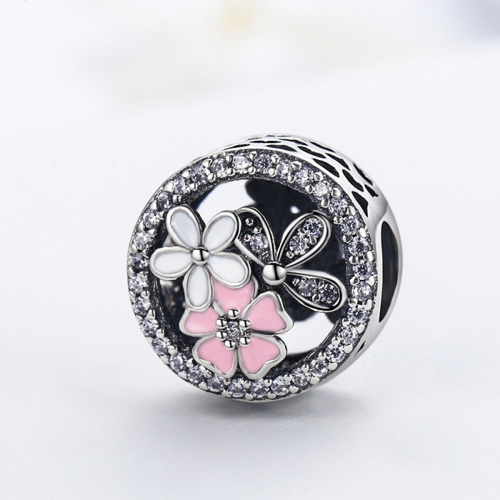 Charm argint 925 cu floricele si zirconii albe - Be Nature PST0080 [4]