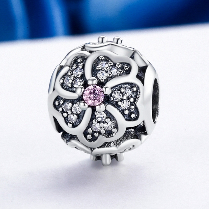 Charm argint 925 cu floricele si zirconii albe - Be Nature PST0088 [4]