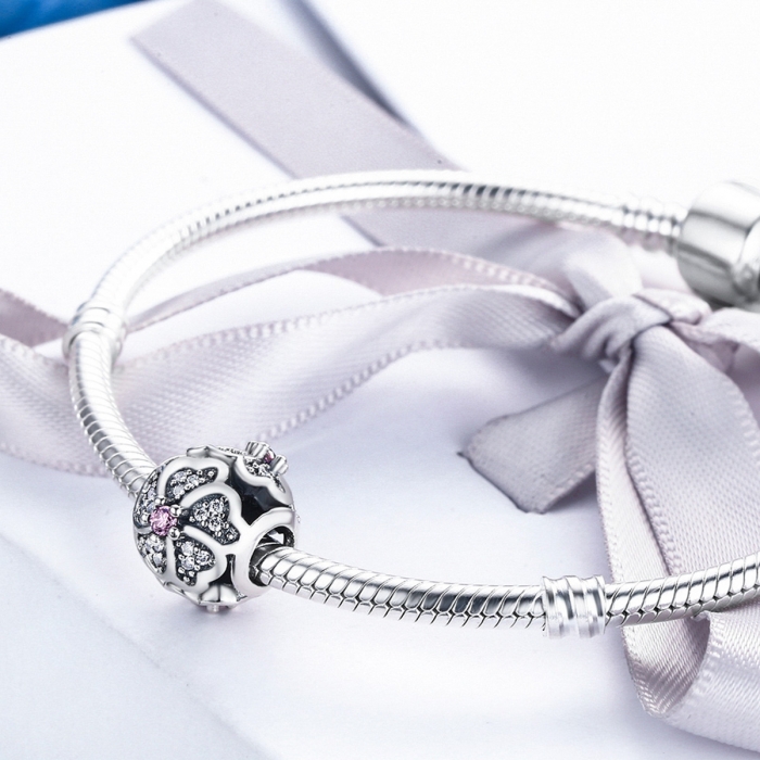 Charm argint 925 cu floricele si zirconii albe - Be Nature PST0088 [5]