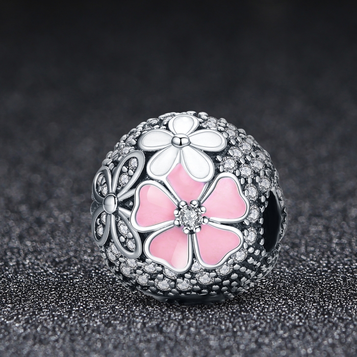 Charm argint 925 cu floricele si zirconii albe (se deschide) - Be Nature PST0079 [2]