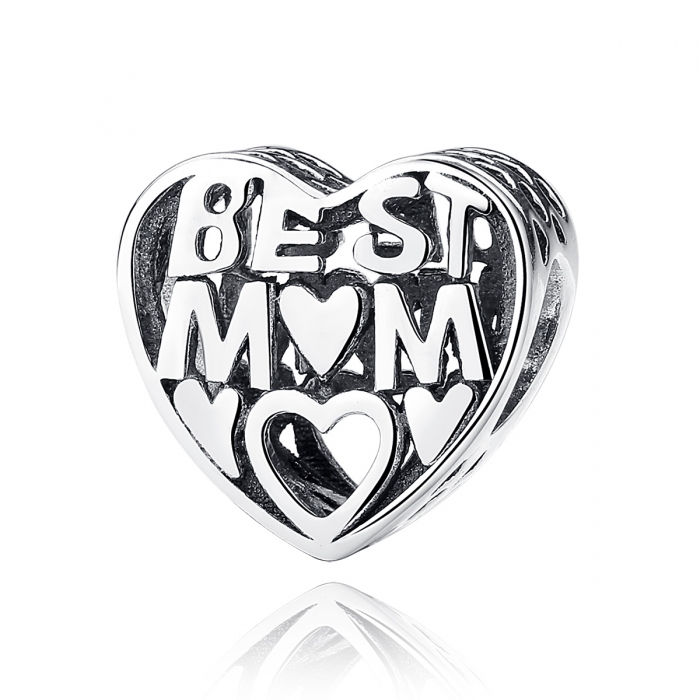 Charm argint 925 cu inimioara Best Mom - Be in Love PST0034 [1]
