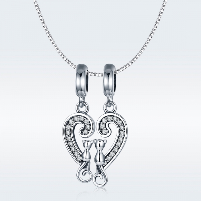 Charm  argint 925 cu inimioara si pisicute - Be Nature PST0126 [9]