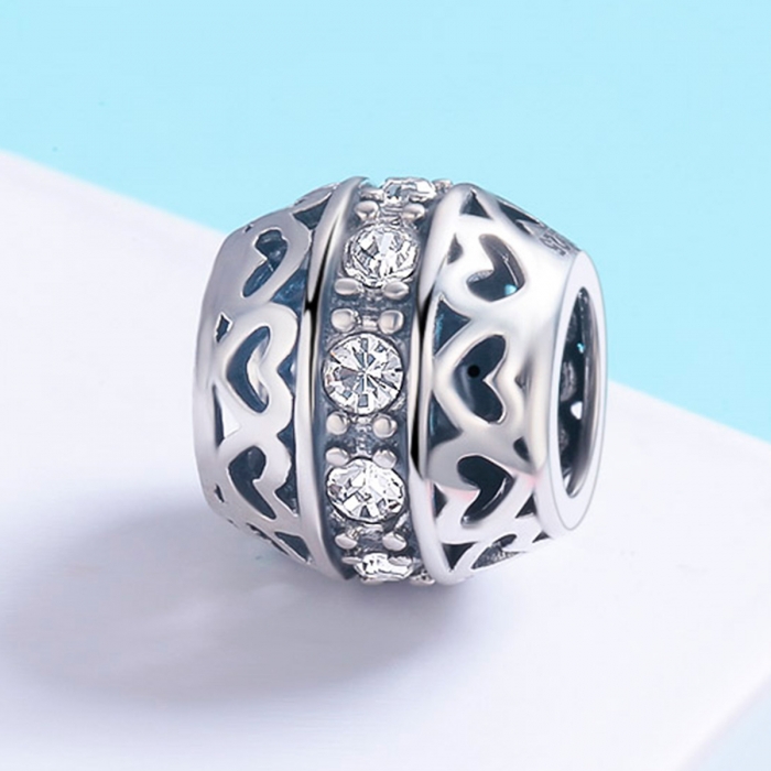 Charm argint 925 cu inimioare si zirconii albe- Be in Love PST0117 [4]