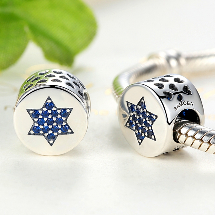 Charm argint 925 cu steluta si zirconii albastre - Be Nature PST0058 [3]