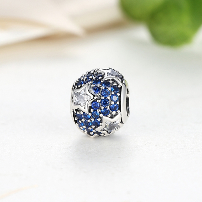 Charm argint 925 cu stelute albe si zirconii albastre - Be Nature PST0022 [4]