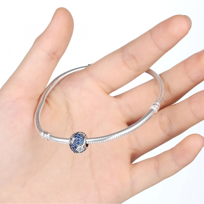 Charm argint 925 cu stelute albe si zirconii albastre - Be Nature PST0022 [3]