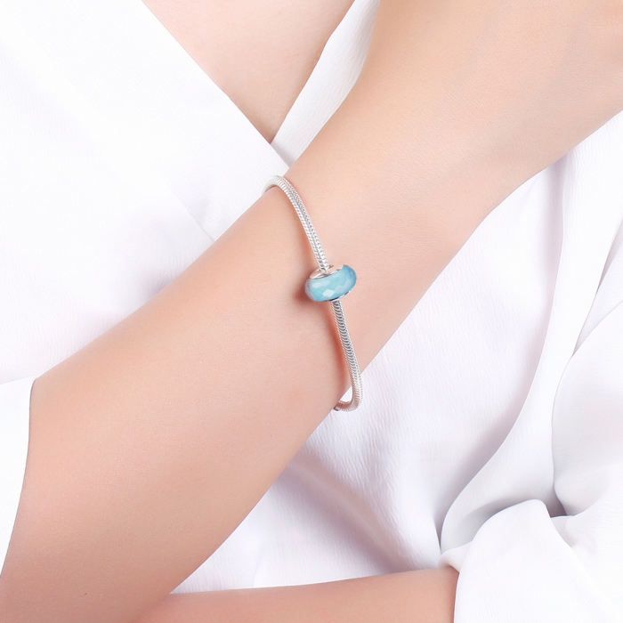 Charm argint 925 cu sticla bleu multifatetata - Be Elegant PST0099 [5]