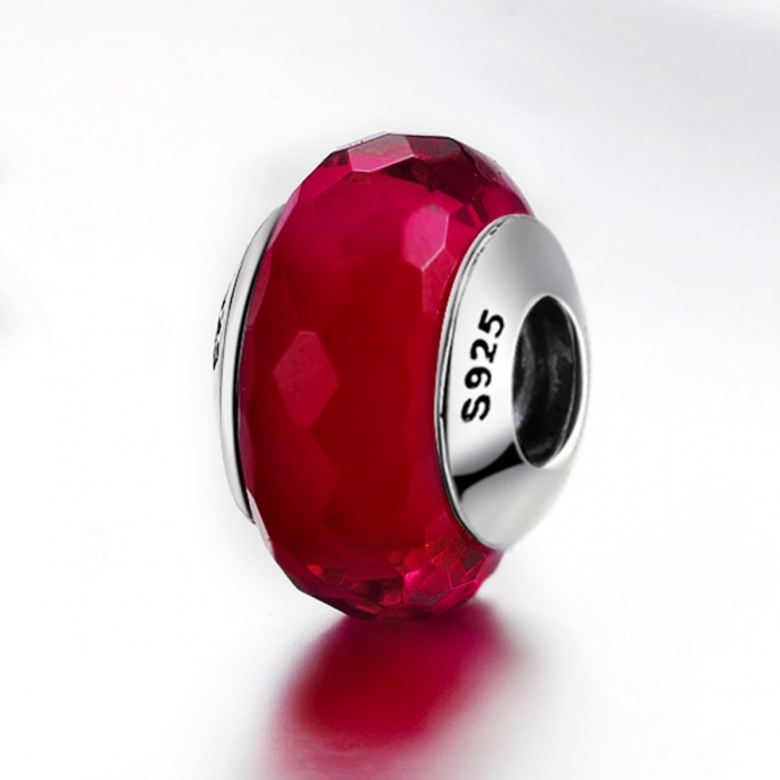 Charm argint 925 cu sticla rosie multifatetata - Be Elegant PST0096 [4]