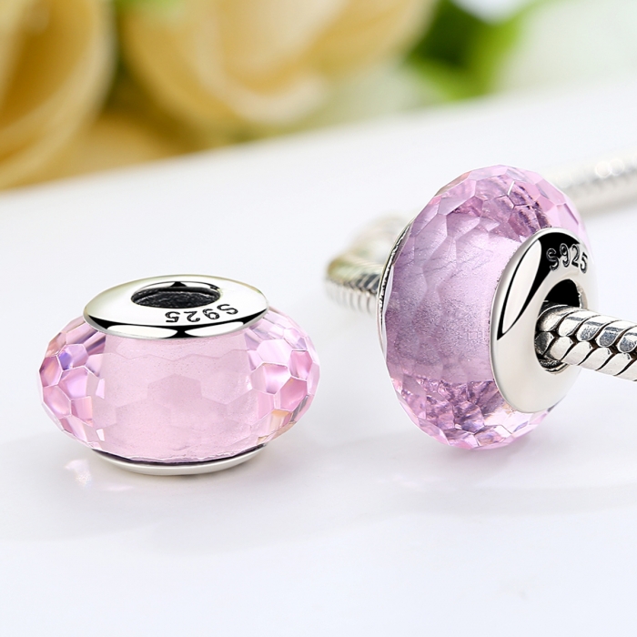 Charm argint 925 cu sticla roz - Be Elegant PST0064 [2]