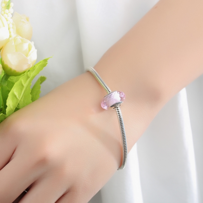 Charm argint 925 cu sticla roz - Be Elegant PST0064 [3]