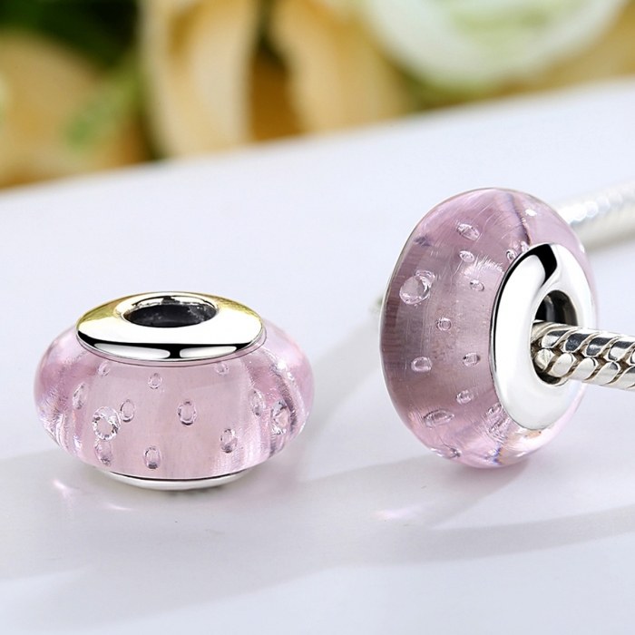 Charm argint 925 cu sticla roz - Be Elegant PST0068 [2]