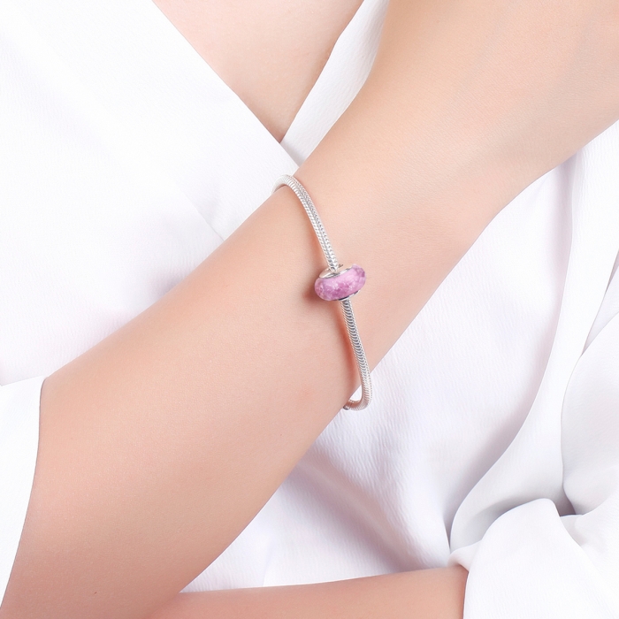 Charm argint 925 cu sticla roz multifatetata - Be Elegant PST0093 [5]