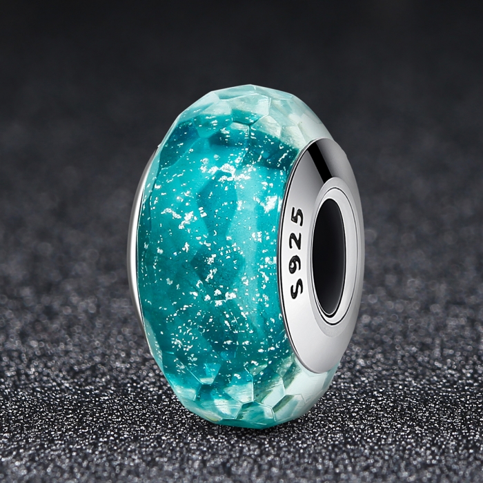 Charm argint 925 cu sticla turcoaz multifatetata - Be Elegant PST0090 [3]