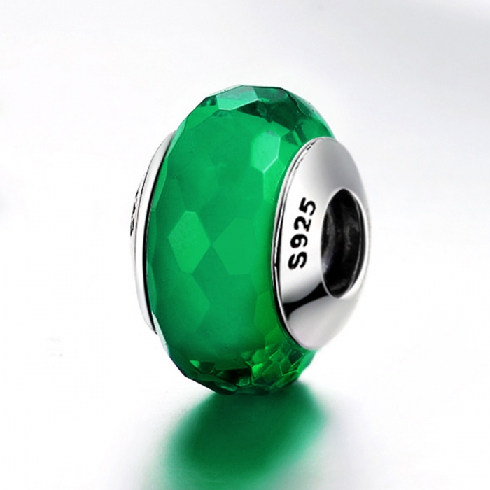 Charm argint 925 cu sticla verde multifatetata - Be Elegant PST0098 [4]