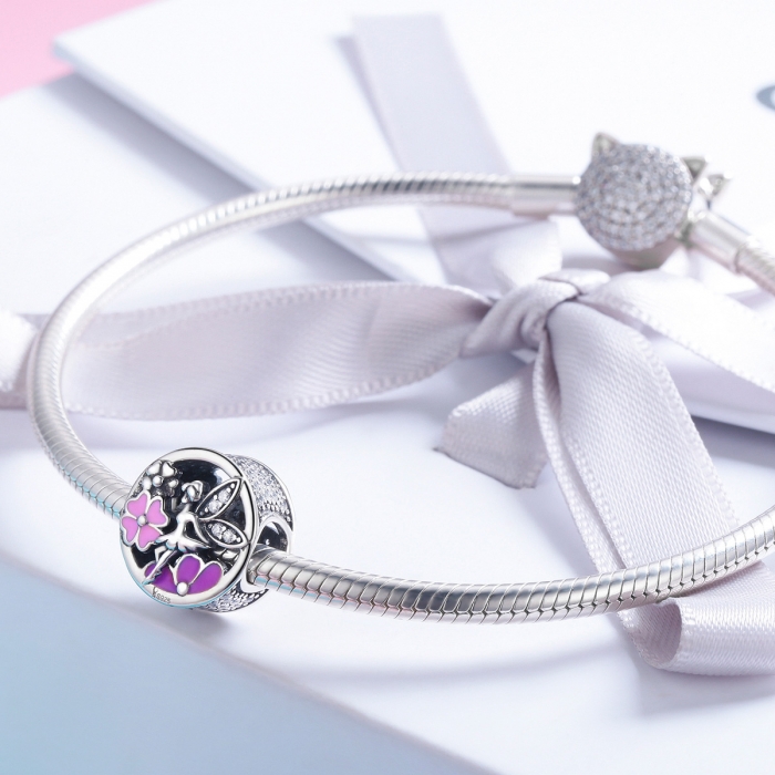 Charm argint 925 cu zana, floricele si zirconii albe - Be Fantastic PST0144 [4]