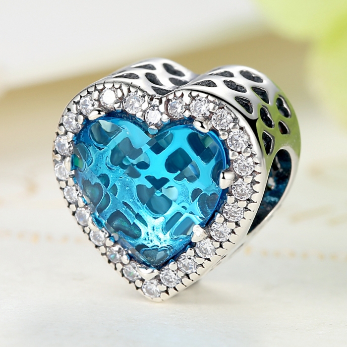 Charm argint 925 inimioara albastra - Be in Love PST0043 [4]
