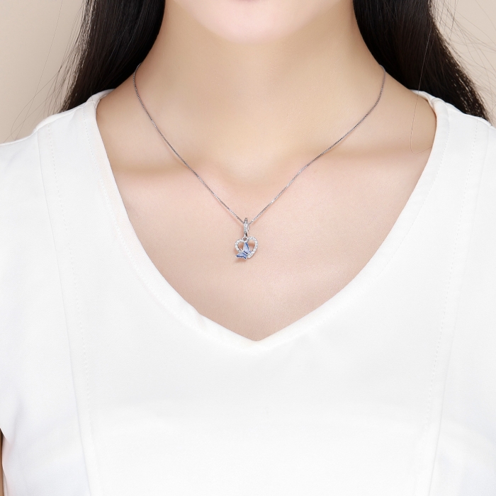 Charm argint 925 inimioara cu fluturas albastru - Be in Love PST0142 [4]