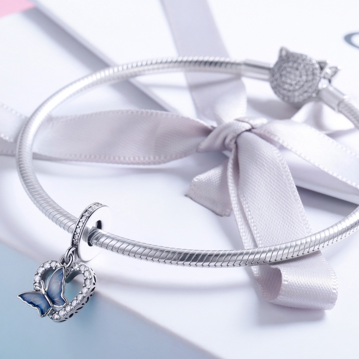 Charm argint 925 inimioara cu fluturas albastru - Be in Love PST0142 [3]