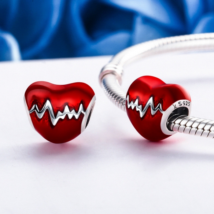 Charm argint 925 inimioara rosie cu puls - Be in Love PST0087 [2]