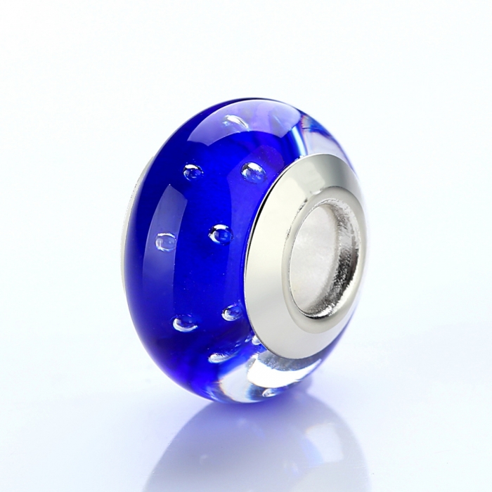 Charm fantezie albastru cu picaturi albe PST0010 [4]