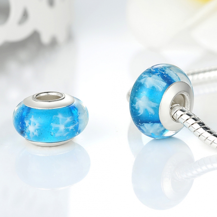 Charm fantezie bleu cu fulgi de zapada PST0007 [2]
