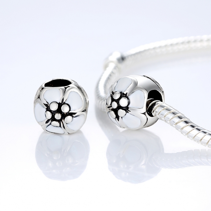 Charm fantezie cu floare alba PST0003 [2]