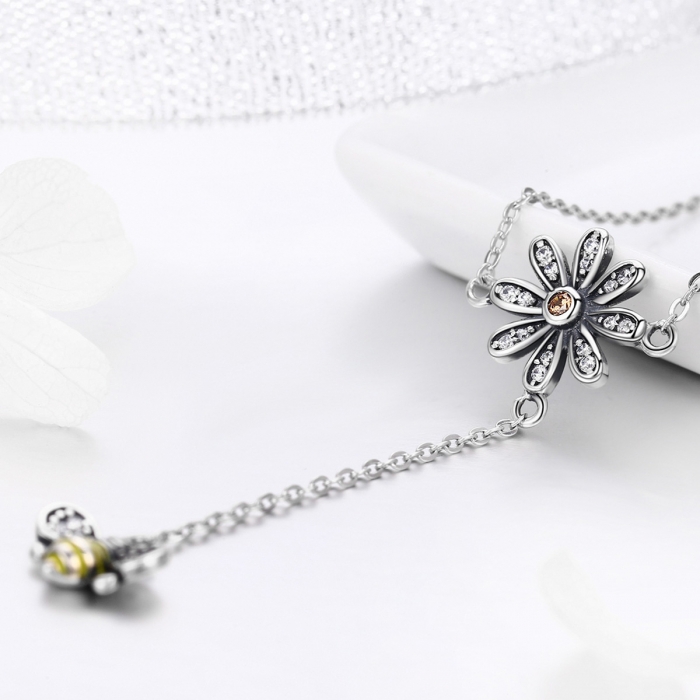 Colier argint 925 cu floare si albinuta - Be Nature CST0011 [5]