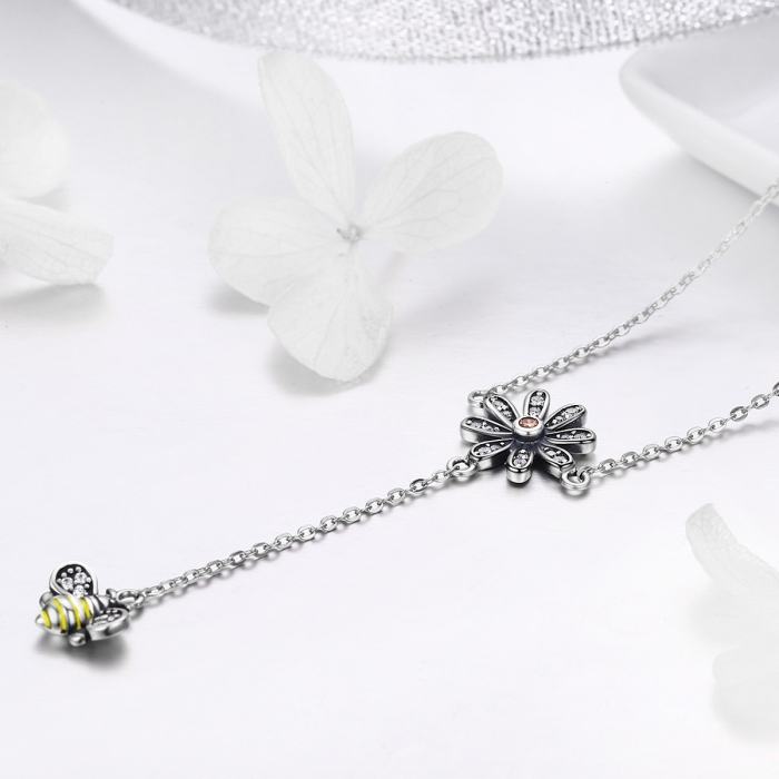 Colier argint 925 cu floare si albinuta - Be Nature CST0011 [2]