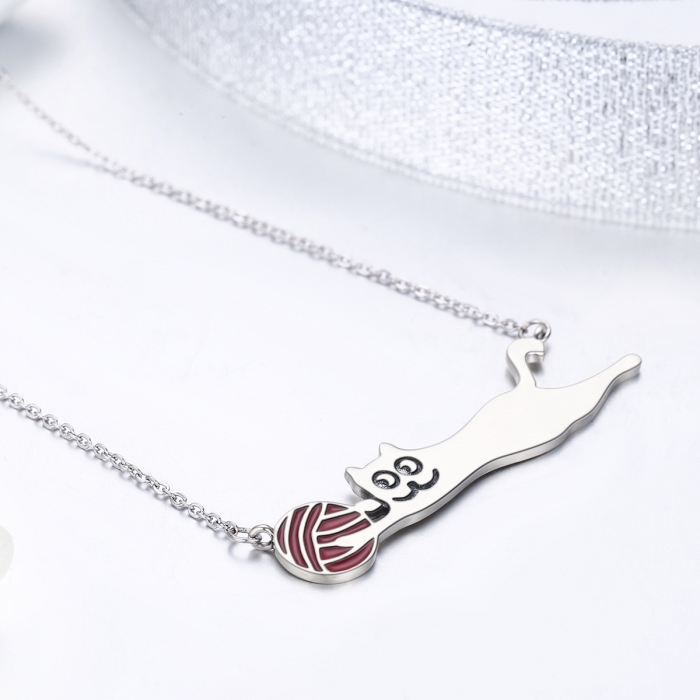 Colier argint 925 cu pisicuta jucausa si ghem - Be Nature CST0007 [6]