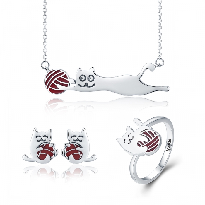 Colier argint 925 cu pisicuta jucausa si ghem - Be Nature CST0007 [8]
