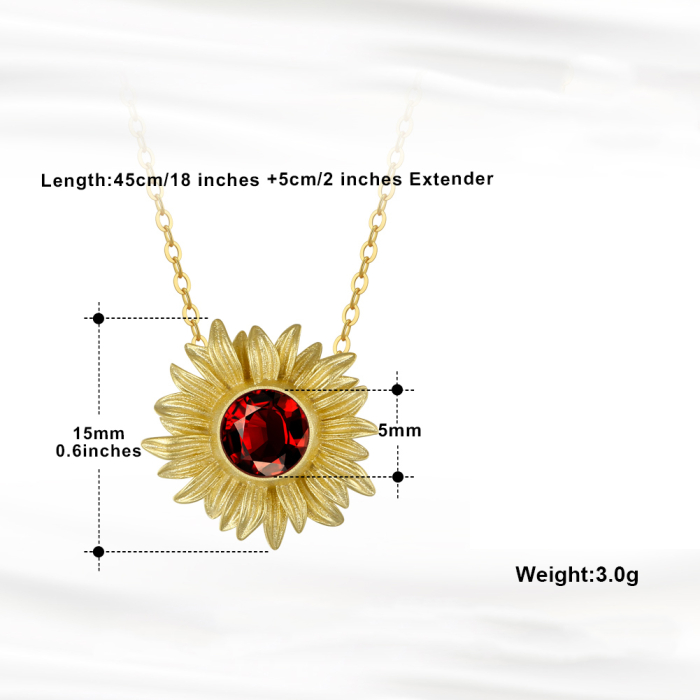 Colier argint 925 placat cu aur 14K cu granat natural [4]