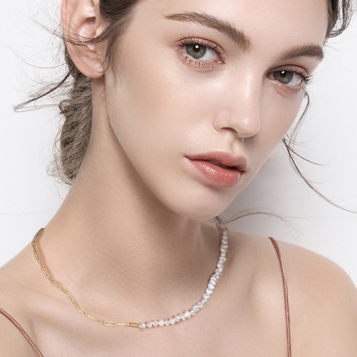 Colier argint 925 placat cu aur 14K cu perle naturale [8]
