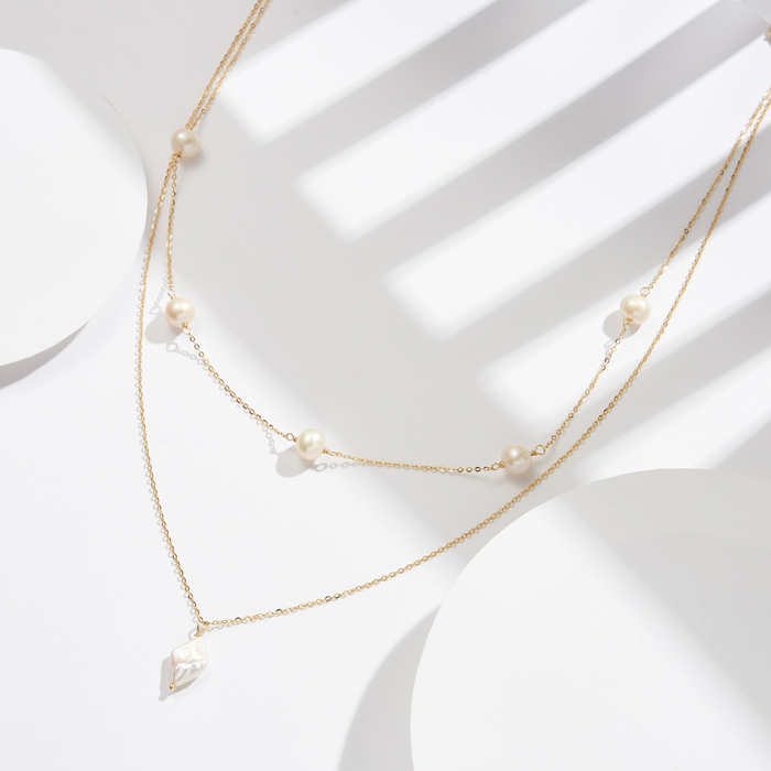 Colier argint 925 placat cu aur 14K cu perle naturale [3]