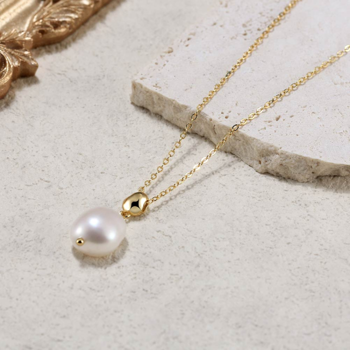 Colier argint 925 placat cu aur 14K cu perle naturale [3]