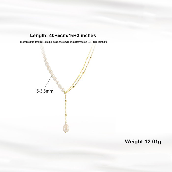 Colier argint 925 placat cu aur 14K cu perle naturale [5]