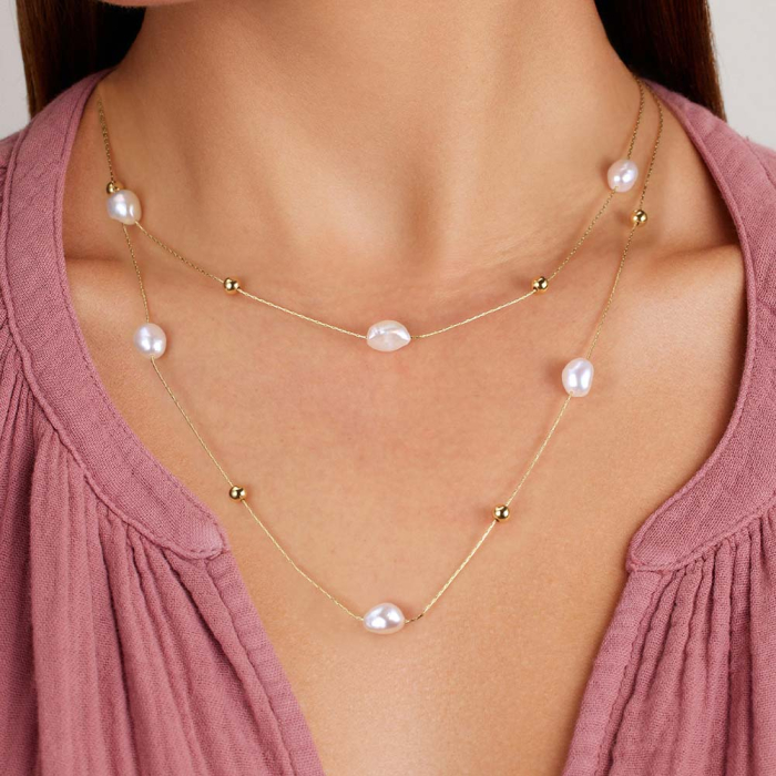 Colier argint 925 placat cu aur 14K cu perle naturale [2]