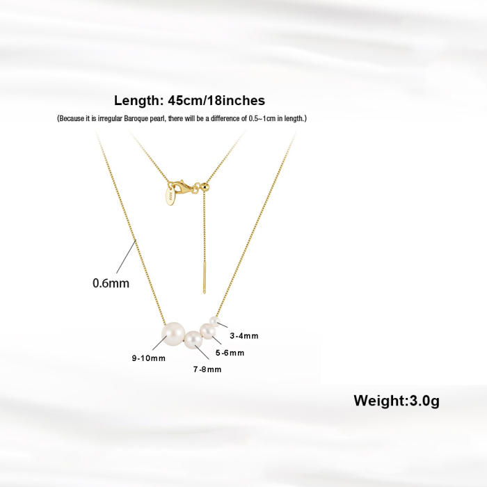 Set Colier si Cercei argint 925 placat cu aur 14K cu perle naturale [6]