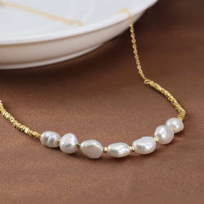 Colier argint 925 placat cu aur 14K cu perle naturale [3]