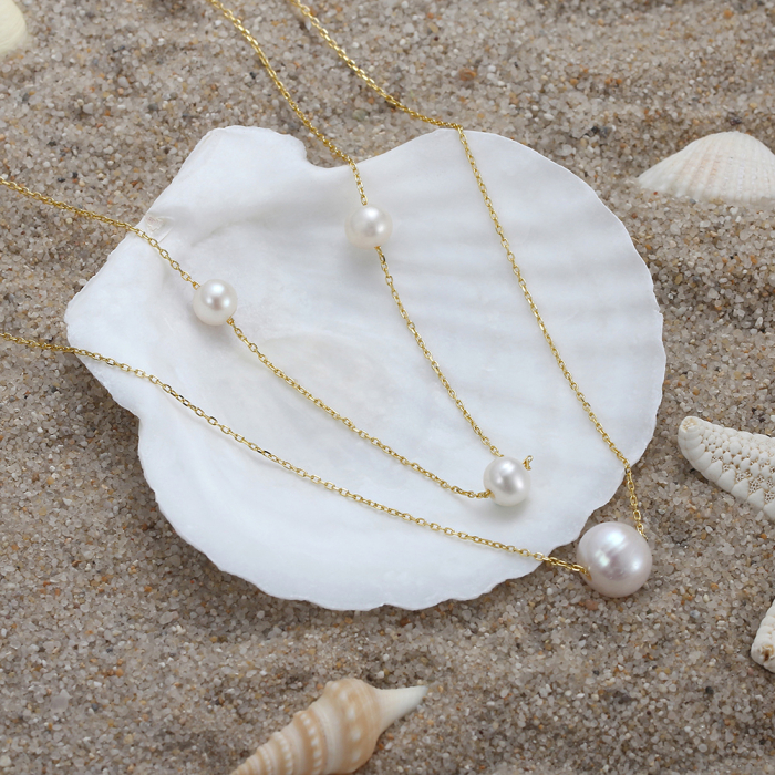 Colier argint 925 placat cu aur 14K cu perle naturale [3]