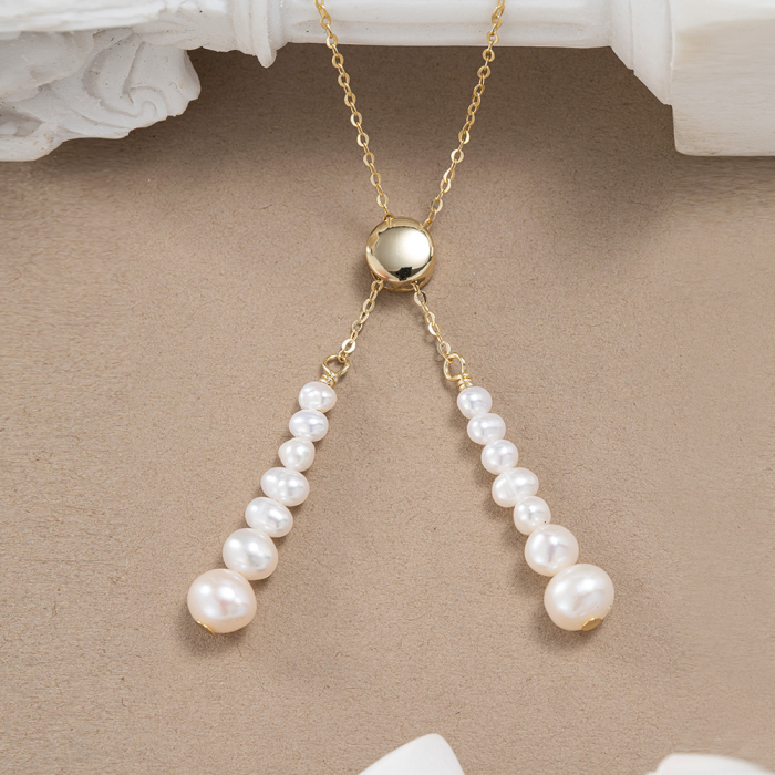Colier argint 925 placat cu aur 14K cu perle naturale [4]