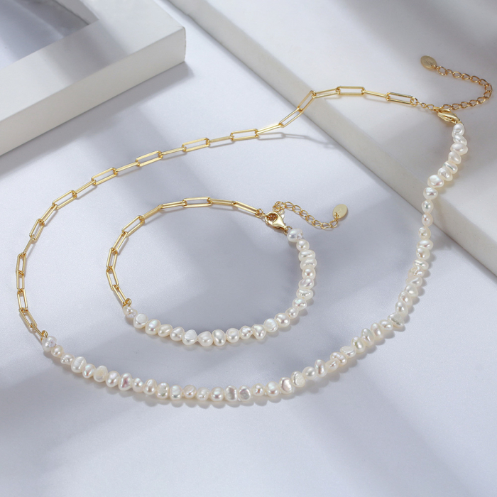 Colier argint 925 placat cu aur 14K cu perle naturale [3]