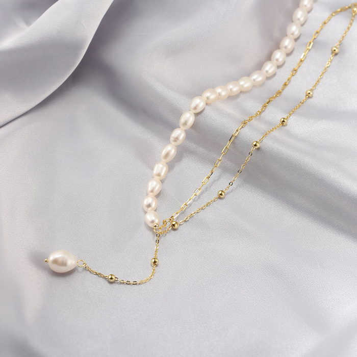 Colier argint 925 placat cu aur 14K cu perle naturale [3]