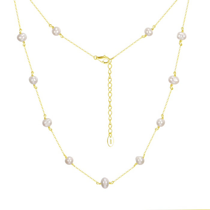 Colier argint 925 placat cu aur 14K cu perle naturale [1]