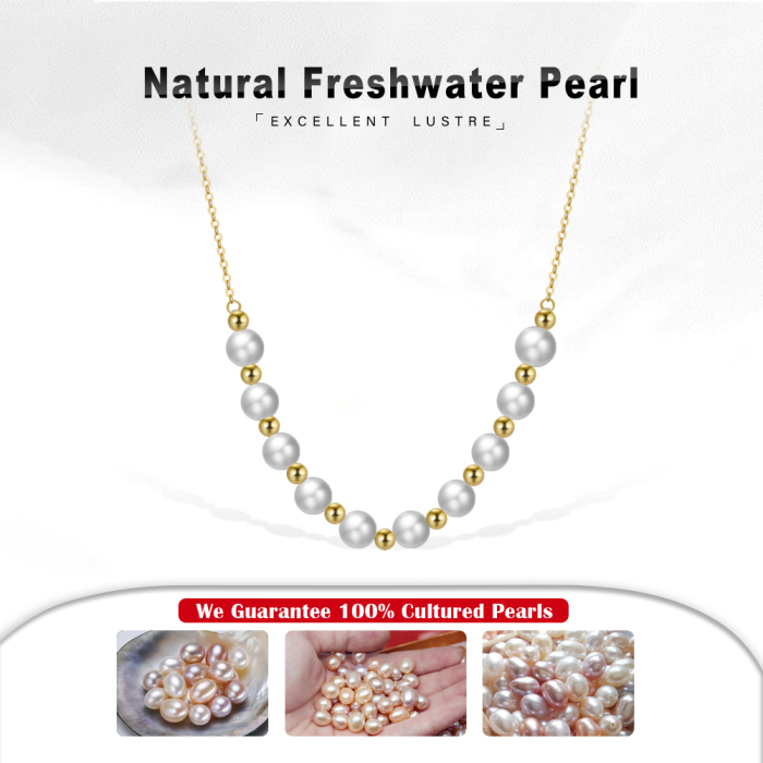 Colier argint 925 placat cu aur 14K cu perle naturale [5]