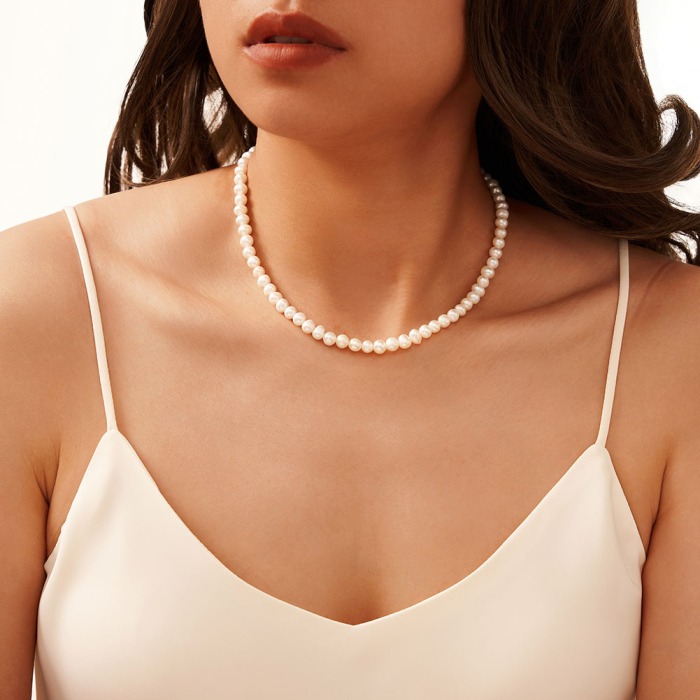 Colier argint 925 placat cu aur 14K cu perle naturale [2]