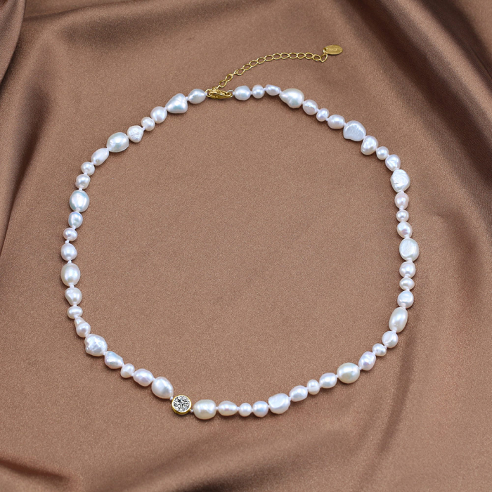 Colier argint 925 placat cu aur 14K cu perle naturale [3]