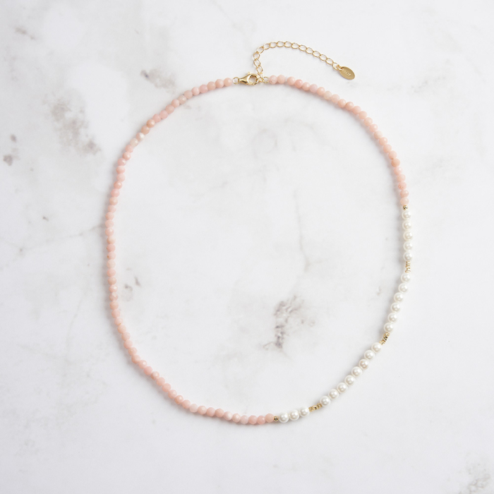 Colier argint 925 placat cu aur 14K cu perle si opal natural [3]