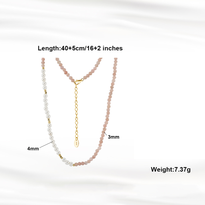Colier argint 925 placat cu aur 14K cu perle si opal natural [6]